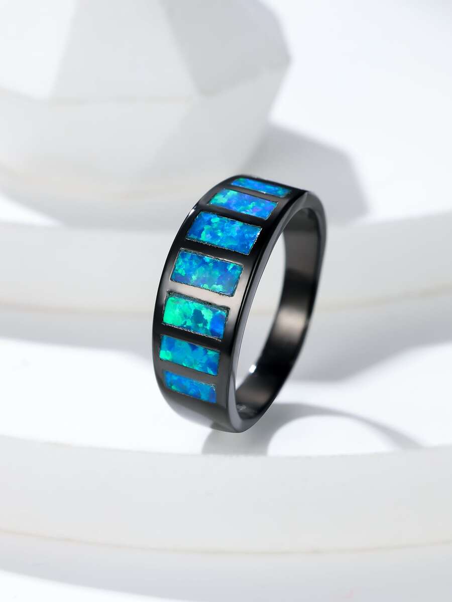 Rhinestone Decor Ring - Blue - View 1