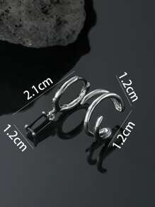 2 cái/bộ bông tai nam trang trí bằng đá khối Zirconia - màu đen - Xem 3