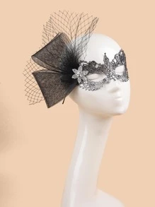 Mujer 1 pieza Escudo de ojos de disfraz con diamante de imitación & de malla con diseño de lazo lujo para fiesta - Multicolor - Ver 1