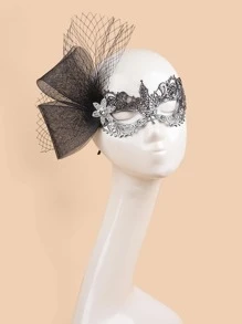 Mujer 1 pieza Escudo de ojos de disfraz con diamante de imitación & de malla con diseño de lazo lujo para fiesta - Multicolor - Ver 4