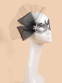 Mujer 1 pieza Escudo de ojos de disfraz con diamante de imitación & de malla con diseño de lazo lujo para fiesta - Multicolor - Ver 5