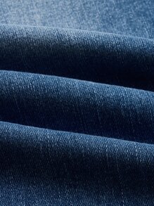 SHEIN MOD Moustache Effect Flare Leg Jeans - Medium Wash - View 3