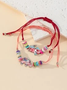 12入組/套卡通動物裝飾手環 - 彩色 - 查看 2