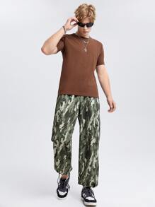 GENTILAND Hombres Pantalones cargo con estampado de camuflaje con bolsillo lateral con solapa de cintura con cordón - Multicolor - Ver 5