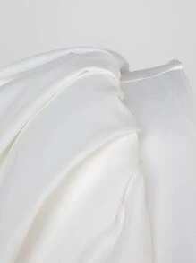 SHEIN Unity Áo crop top tay cánh bướm bất đối xứng thanh lịch - trắng - Xem 6