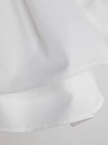 SHEIN Unity Áo crop top tay cánh bướm bất đối xứng thanh lịch - trắng - Xem 7