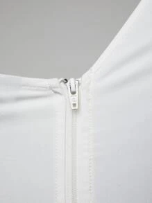 SHEIN Unity Áo crop top tay cánh bướm bất đối xứng thanh lịch - trắng - Xem 8