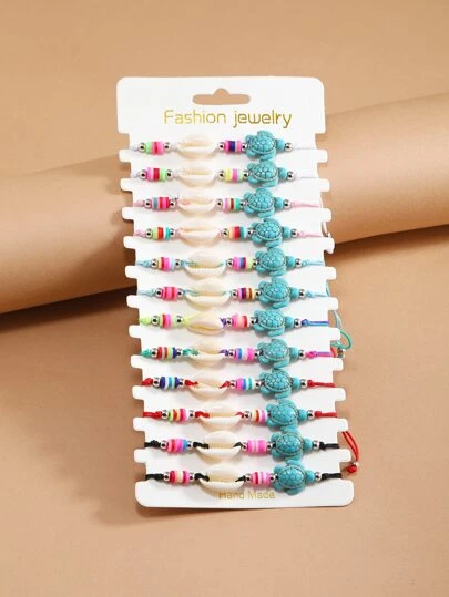 12入組/套貝殼裝飾手環