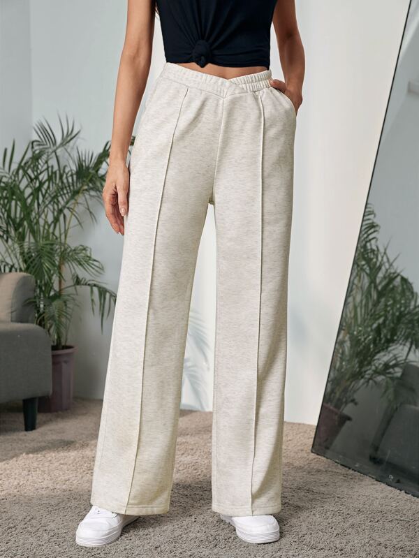 SHEIN LUNE 接縫細節斜口袋彈性腰帶衛褲