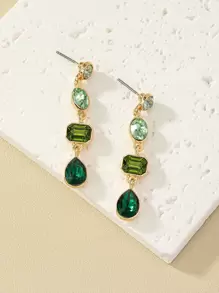 Rhinestone Water Drop Earrings - Multicolor - View 2