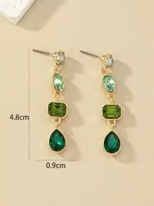 Rhinestone Water Drop Earrings - Multicolor - View 4