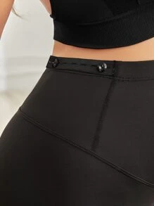 SHEIN Maternity Leopard Print Mesh Insert Wideband Waist Leggings - Black - View 6