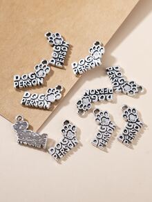 10 piezas/set Colgante DIY con letra - Plateado - Ver 2