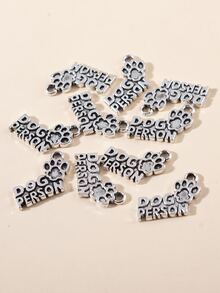 10 piezas/set Colgante DIY con letra - Plateado - Ver 3