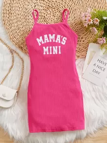 SHEIN Young Girl Sleeveless Letter Printed Tank Dress