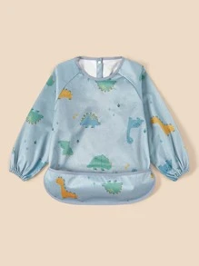 Bebé Babero con mangas con patrón de dinosaurio - Multicolor - Ver 3