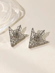 2pcs/set Hollow Out Geometric Design Brooch - Antique Silver - View 6