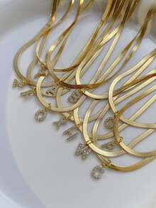 1 pieza Collar con diamante de imitación con diseño de letra - Multicolor - Ver 1