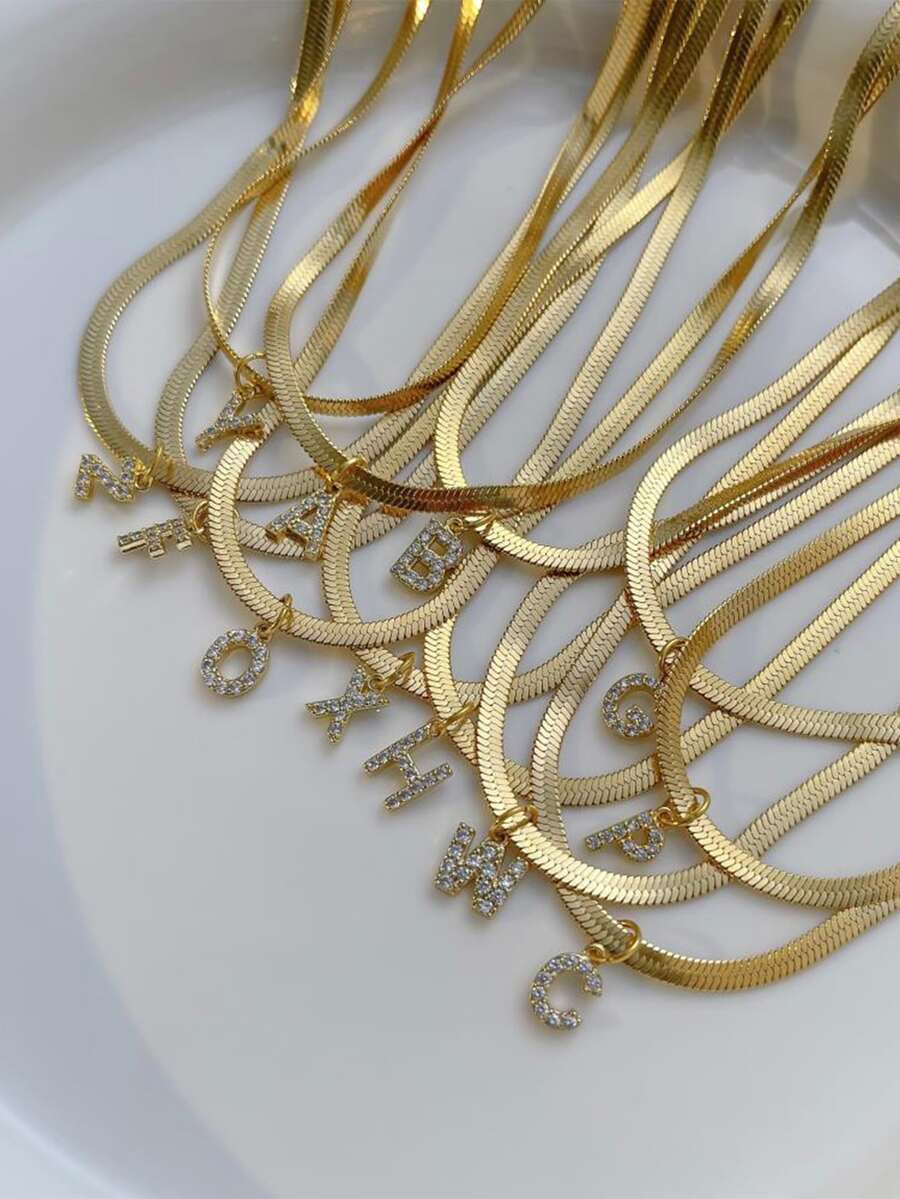 1 pieza Collar con diamante de imitación con diseño de letra - Multicolor - Ver 1