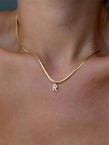 1 pieza Collar con diamante de imitación con diseño de letra - Multicolor - Ver 3