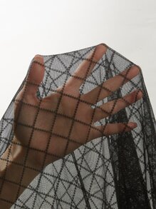 SHEIN ICON Spring And Summer Plus See-Through Mesh Sexy And Coquettish Black Tight Trousers And Leggings - Black - View 6