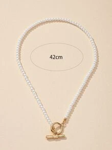 珍珠串珠項鍊 - 白色 - 查看 3