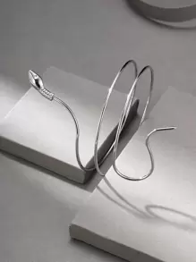 1pc Elegant Adjustable Silver Metal Snake Bangle Bracelet, Gift For Women (Reference Size, Purchase As Needed) - Silver - View 7