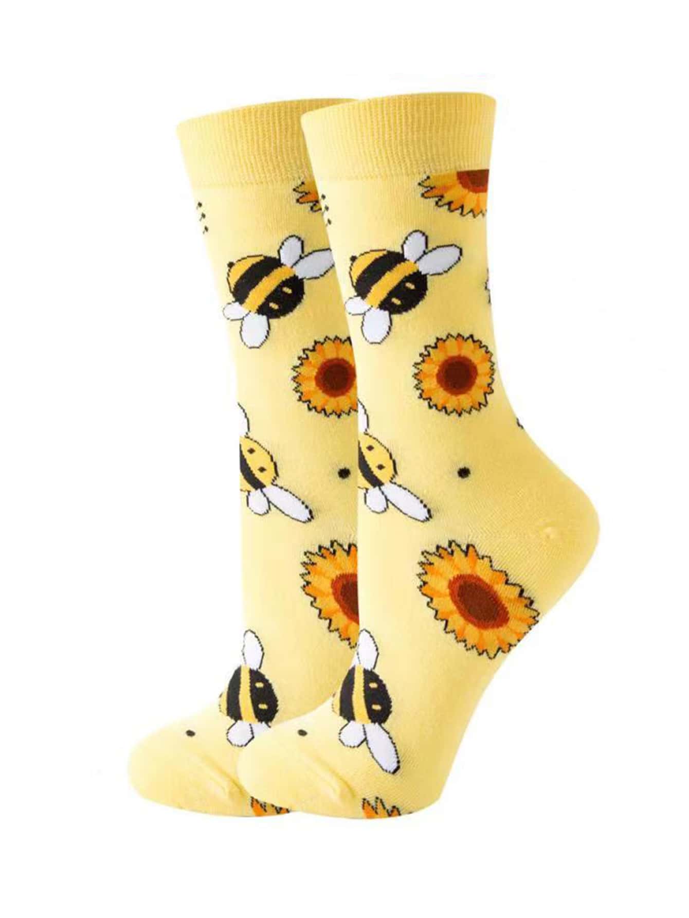1 đôi tất nam họa tiết ong & hoa phong cách giản dị - Nhiều màu - Xem 1