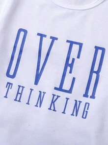 SHEIN 小女童字母圖案T恤和百褶半身裙 - 藍白色 - 查看 3