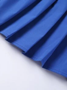 SHEIN 小女童字母圖案T恤和百褶半身裙 - 藍白色 - 查看 7