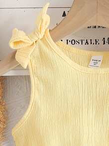 SHEIN 女孩蝴蝶結貼布上衣和小碎花半身裙 - 彩色 - 查看 3