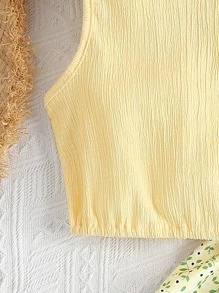 SHEIN 女孩蝴蝶結貼布上衣和小碎花半身裙 - 彩色 - 查看 5