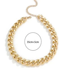 件龐克風格粗鏈項鍊 - 金黃色 - 查看 4