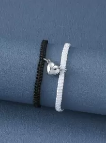 2 件情侣磁性心形吊饰手链情人节、妈妈、母亲、母亲节、礼物