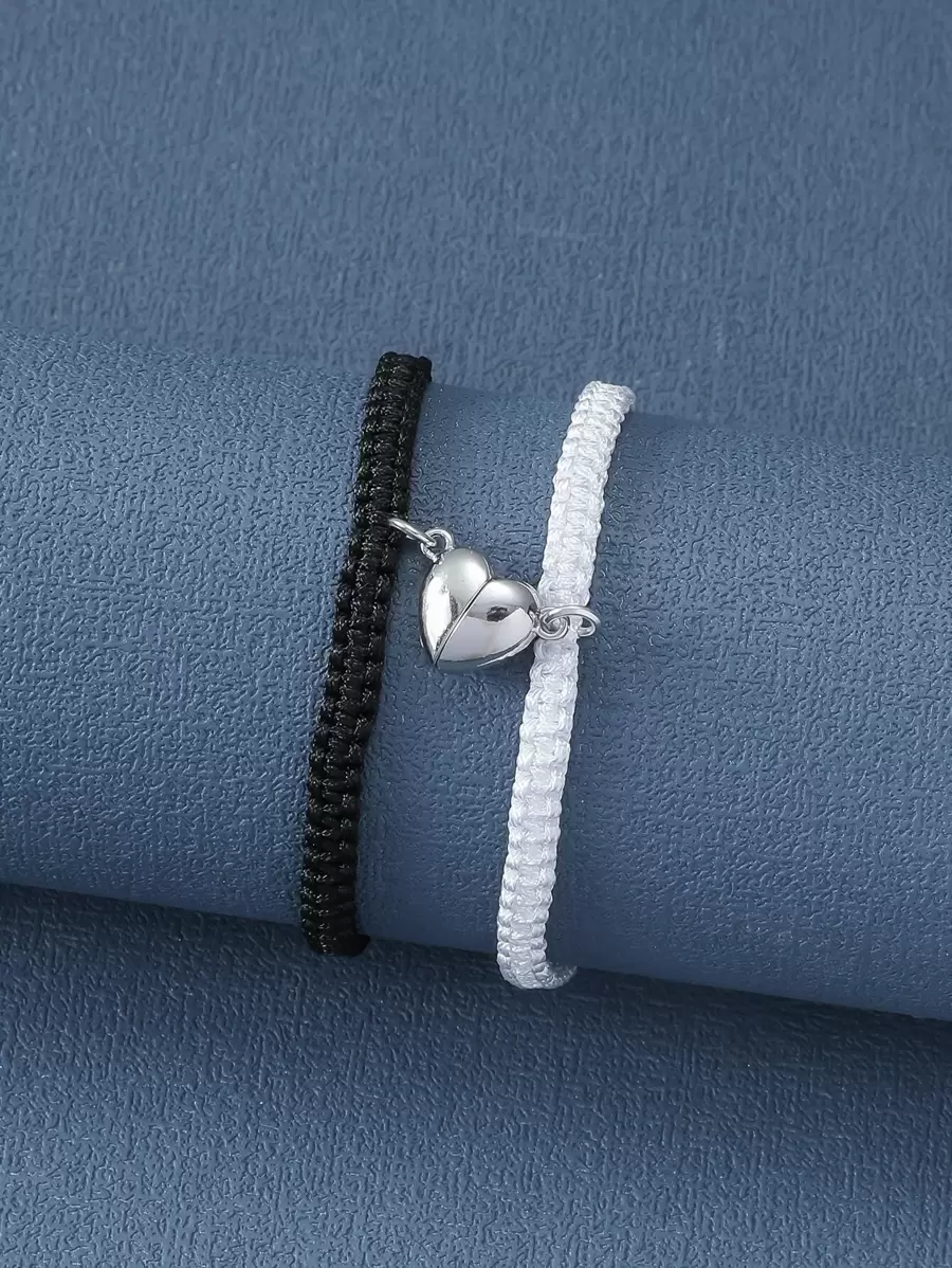 2 件情侣磁性心形吊饰手链情人节、妈妈、母亲、母亲节、礼物