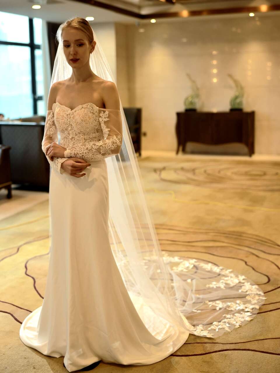 1pc Women Floral Lace Elegant Bridal Veil For Wedding Fall Clothes For Women