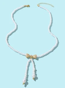 Vòng cổ đính cườm giả ngọc trai - trắng - Xem 2