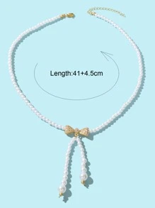 Vòng cổ đính cườm giả ngọc trai - trắng - Xem 3