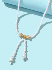 Vòng cổ đính cườm giả ngọc trai - trắng - Xem 4