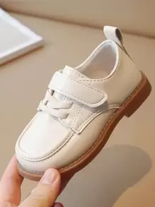 1雙男童白色魔鬼氈平底校鞋，適用於春夏季 - 米色 - 查看 3