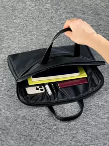 大容量黑色公事包,適合上班用,經典公事包,筆電公事包,辦公用品,商務休閒,通勤攜帶,男士配件,防盜文件袋,男士禮物,節日禮物,送給父親的禮物 - 黑色 - 查看 6