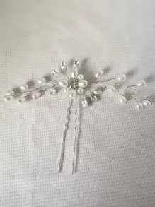 1件装女士仿珍珠装饰奢华新娘发夹波西米亚风情人节配饰，婚礼发饰 - 銀色 - 查看 4