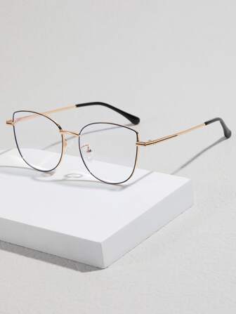 1pc Cat Eye Metal Fashionable Sexy Glasses, Suitable For Daily Use