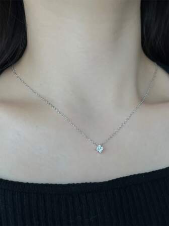 Shescity 1 件 0.03 微米镀层简约白色花形吊坠，适合女性旅行、节日、派对、礼物、日常场合