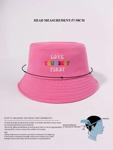 1入組女士字母圖案休閒漁夫帽 - 粉色 - 查看 3