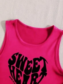 SHEIN Unity Heart & Letter Graphic Crop Tank Top - Hot Pink - View 5