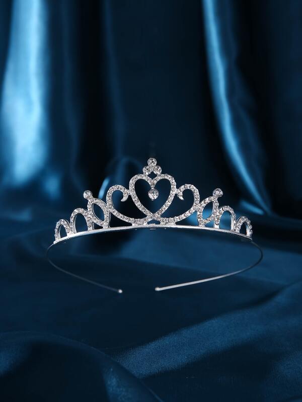 1pc Women Rhinestone Heart Decor Luxury Style Bridal Headband Party Tiaras Valentine's Day Valentines