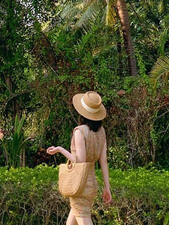 1入組女士腰帶裝飾波西米亞風格草編帽