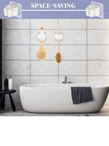 1pc Plastic Mop Holder, Minimalist White Wall Mounted Mop and Broom Holder For Bathroom