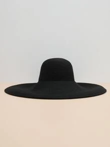 1pc Women Solid Wide Brim Boho Style Straw Hat Witch Valentine's Day
